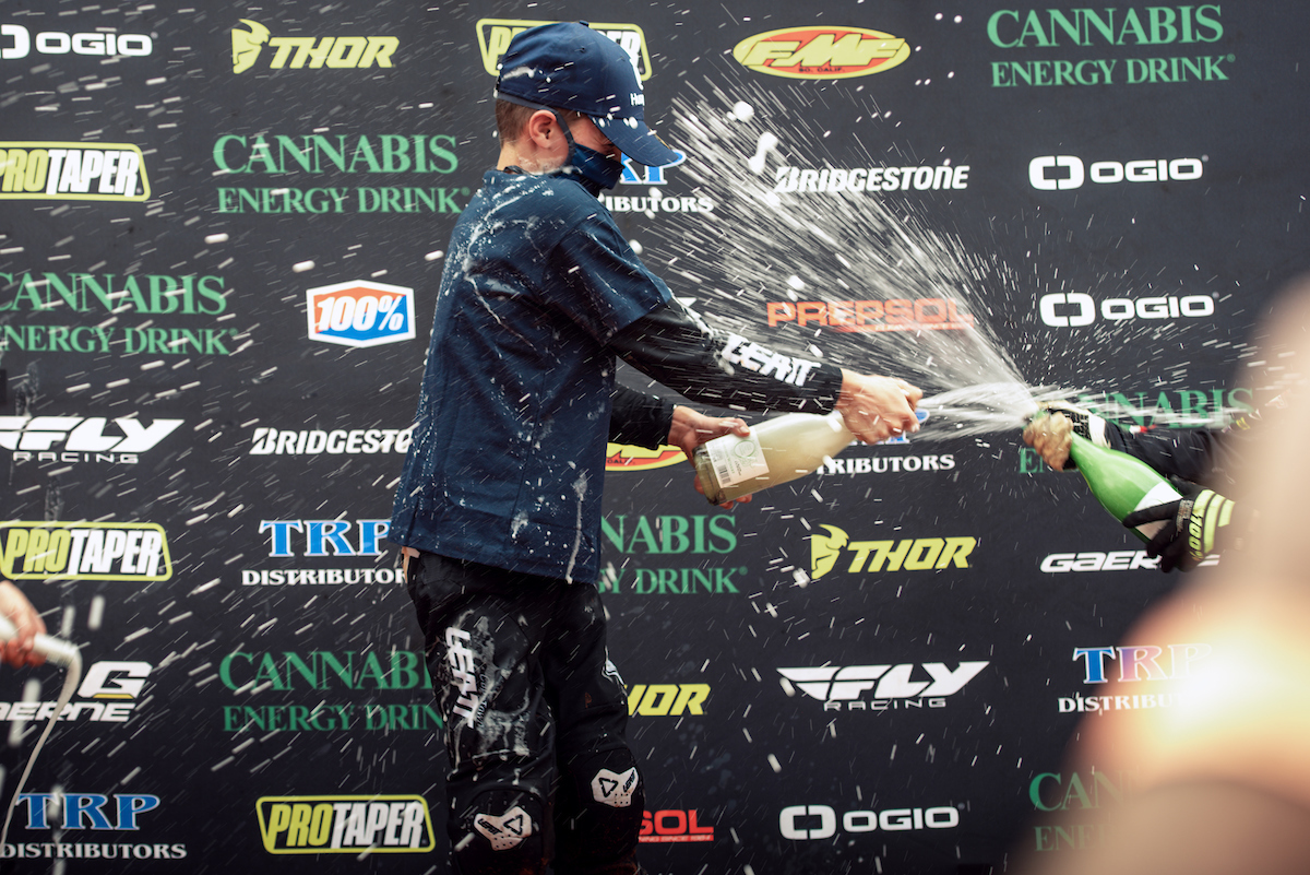 Neil van der Vyver celebrates his victory.